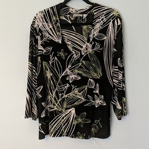 Chico's Travelers blouse, Size 3 Black/Green/white